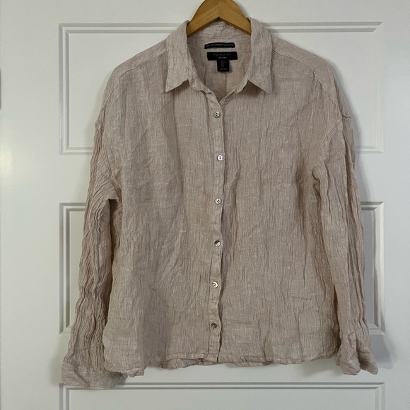 Tahari 100% linen button down shirt - Picture 1 of 2